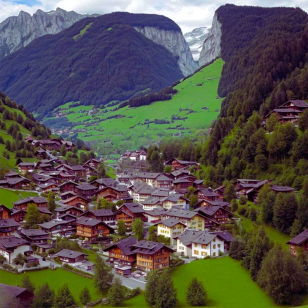 Mountain village in Switzerland