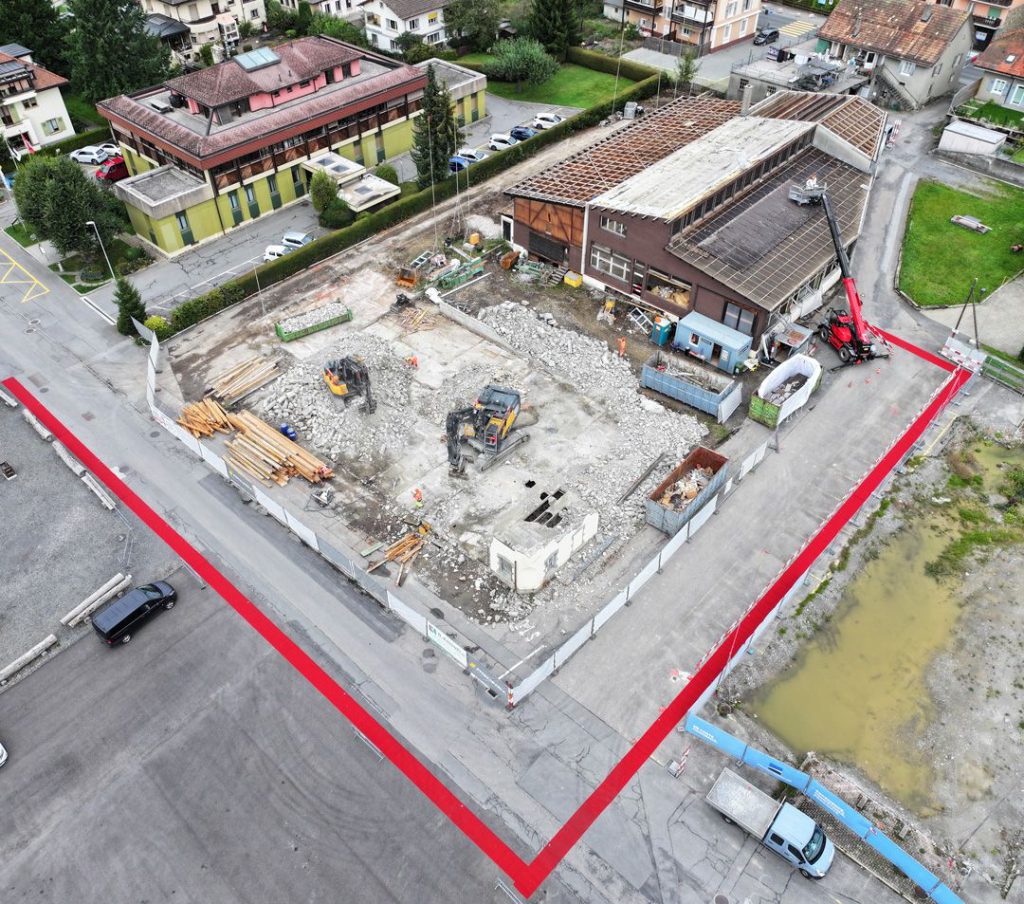 PPE Les Pins Sylvestres site in Châtel-St-Denis, aerial view