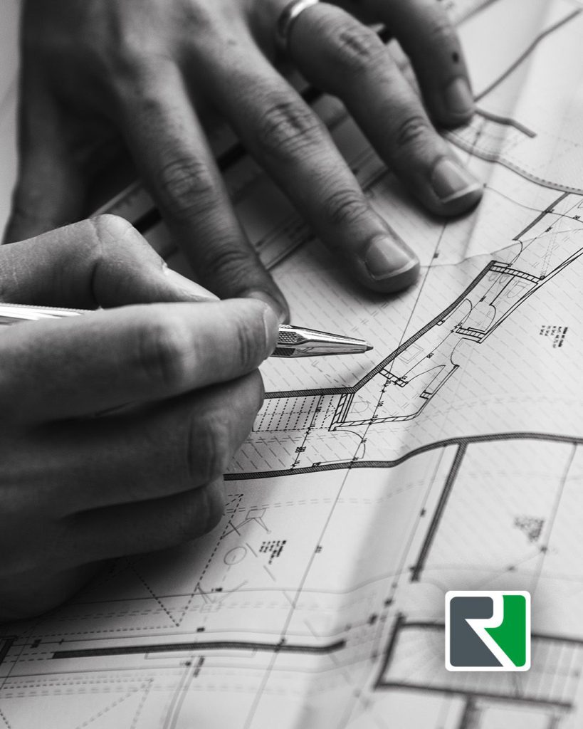 Hand-annotated construction plans