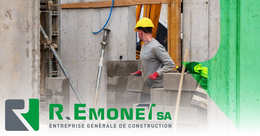 R. Emonet SA apprentice mason on a site