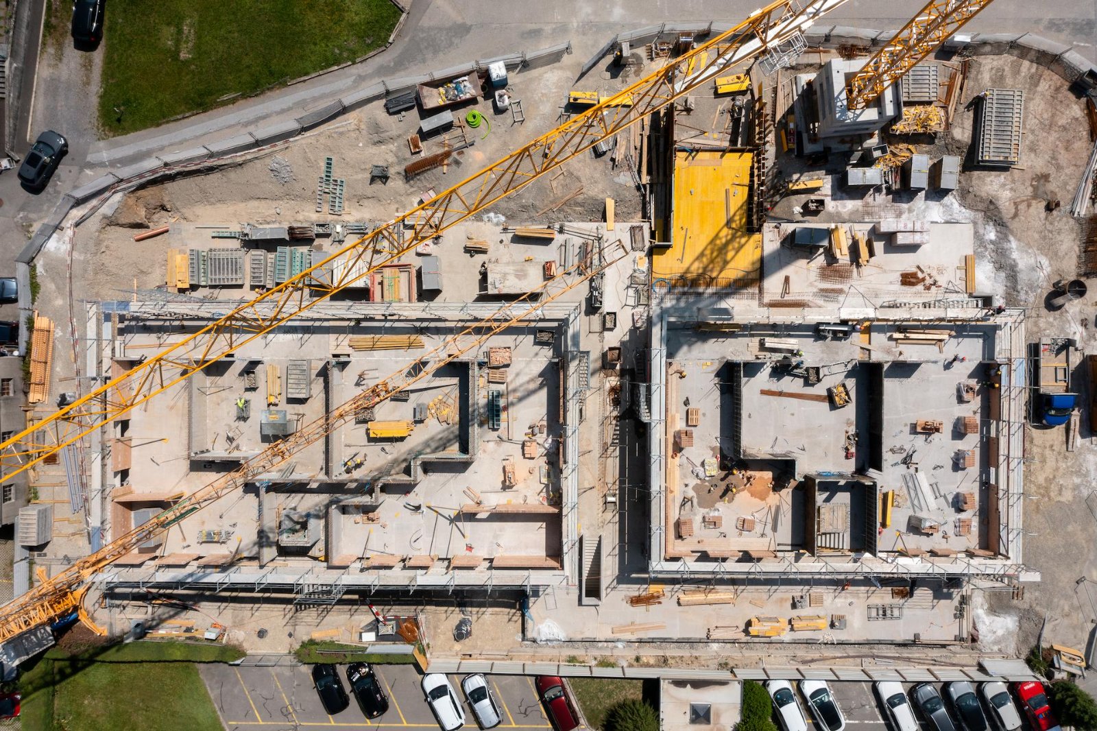 Chantier de construction neuve, vue aérienne