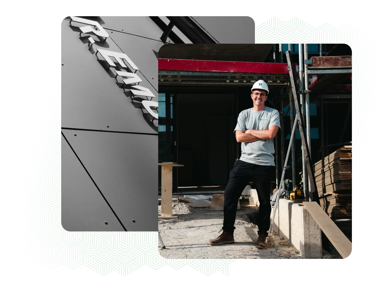 Façade R. Emonet et collaborateur sur un chantier